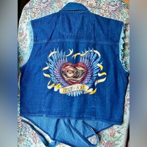 Denim ladies’ sleeveless vest.
